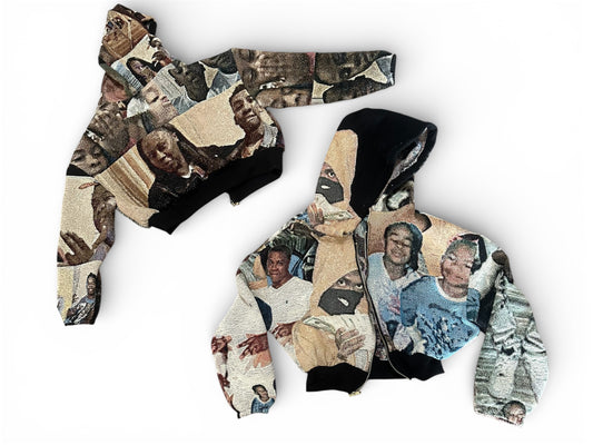 Cropped Tapestry Zip Up